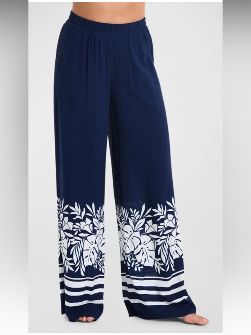 La Blanca Palm Leaf Palazzo Pants Swimsuit Coverup